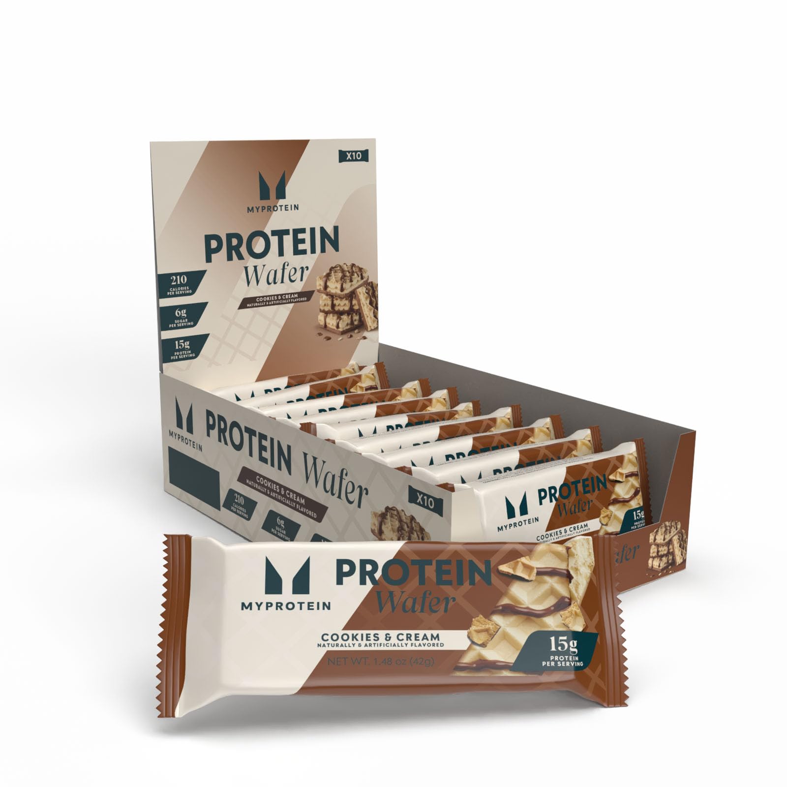 Myprotein Crispy Protein Wafers | 15g Protein | Box of 10 | Chocolate | High Protein Snack Bar | Milk & Whey Isolate | Low Sugar