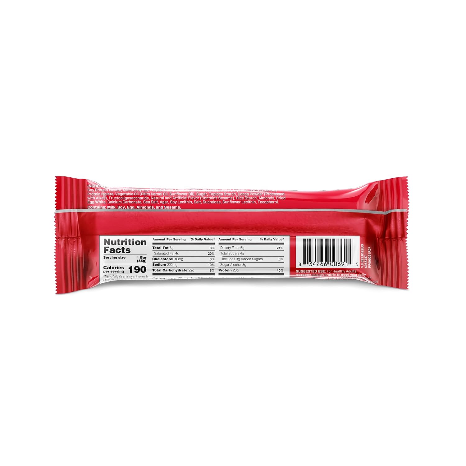 BSN Protein Crisp Bar, 20g Protein, Chocolate Crunch, 12 Count | Whey Protein Crisp Bar, Low Sugar and Gluten Free with a Crunchy Texture for On-the-Go Snacking, 12 Count
