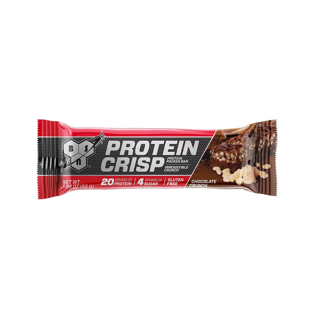BSN Protein Crisp Bar, 20g Protein, Chocolate Crunch, 12 Count | Whey Protein Crisp Bar, Low Sugar and Gluten Free with a Crunchy Texture for On-the-Go Snacking, 12 Count