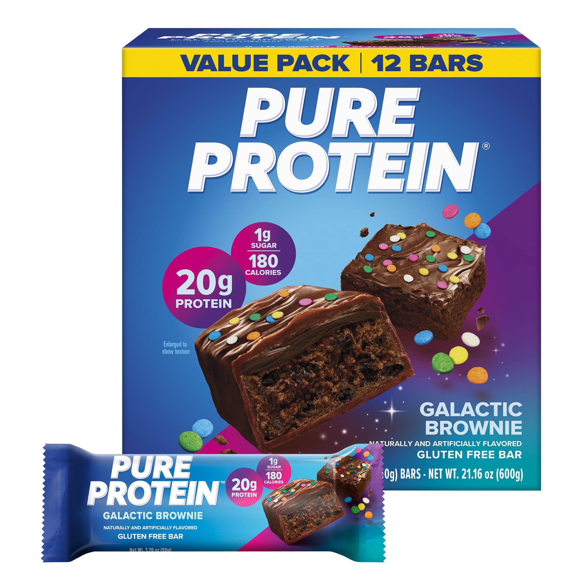 Pure Protein Pure Protein Bars, Lemon Cake, 20g Protein, Gluten Free, 12 Ct