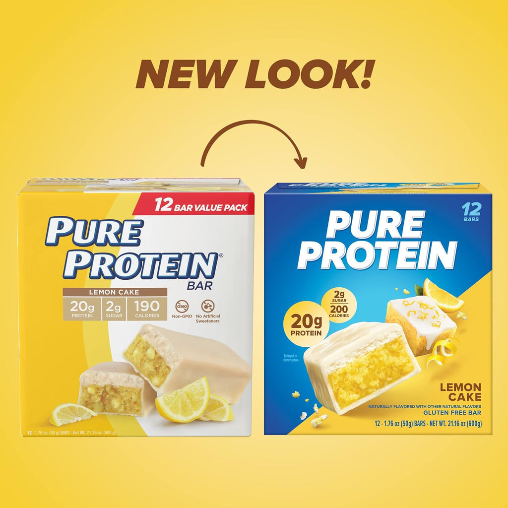 Pure Protein Pure Protein Bars, Lemon Cake, 20g Protein, Gluten Free, 12 Ct