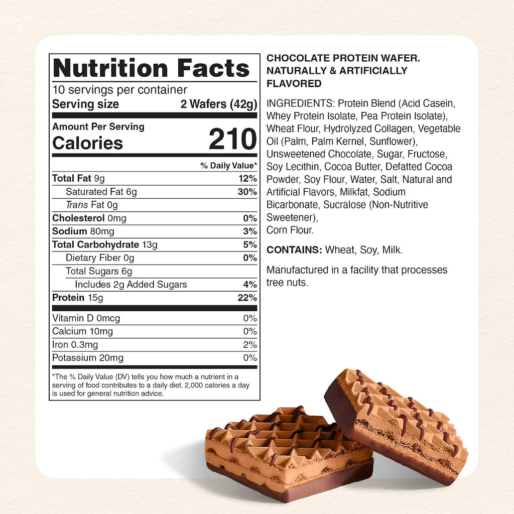 Myprotein Crispy Protein Wafers | 15g Protein | Box of 10 | Chocolate | High Protein Snack Bar | Milk & Whey Isolate | Low Sugar