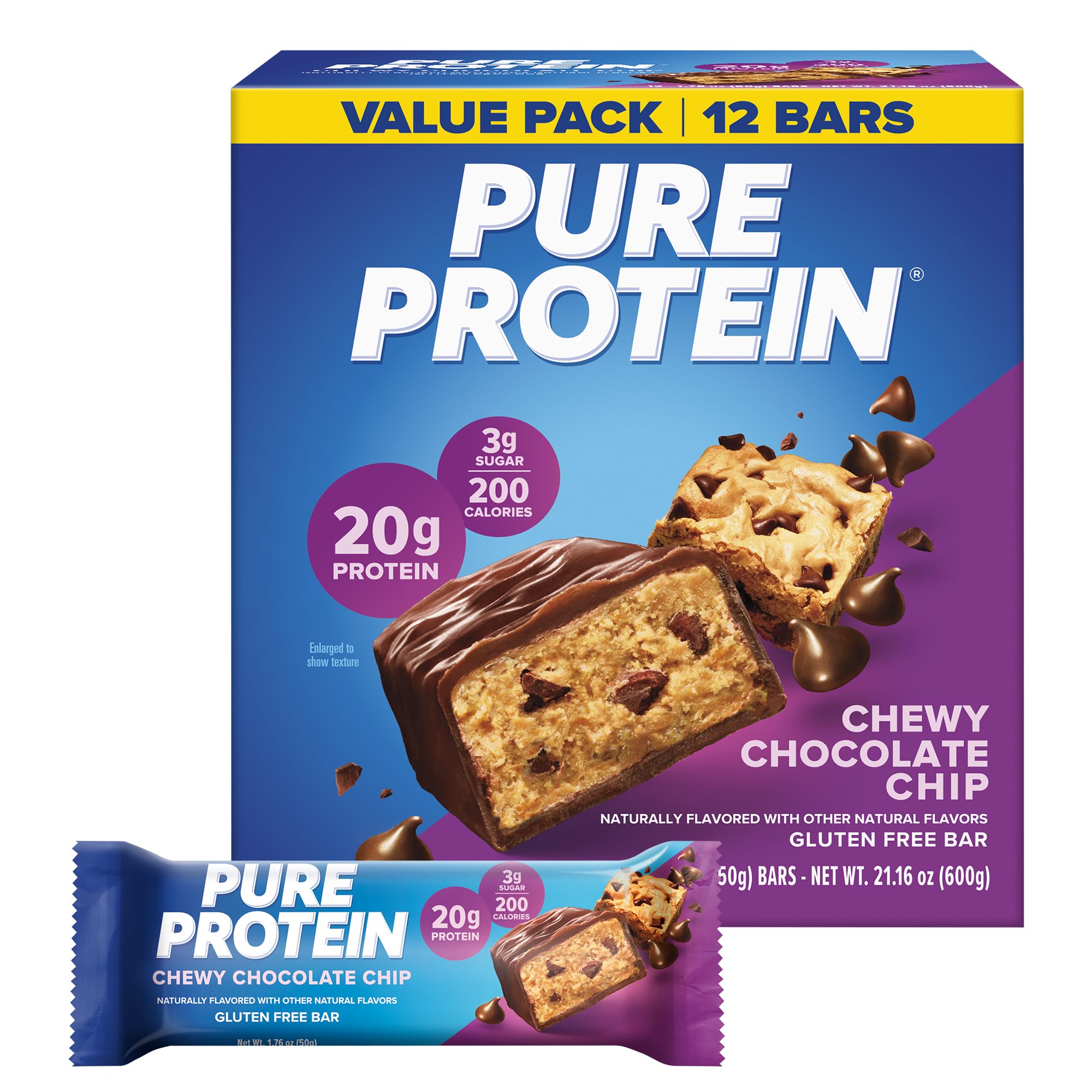 Pure Protein Pure Protein Bars, Lemon Cake, 20g Protein, Gluten Free, 12 Ct