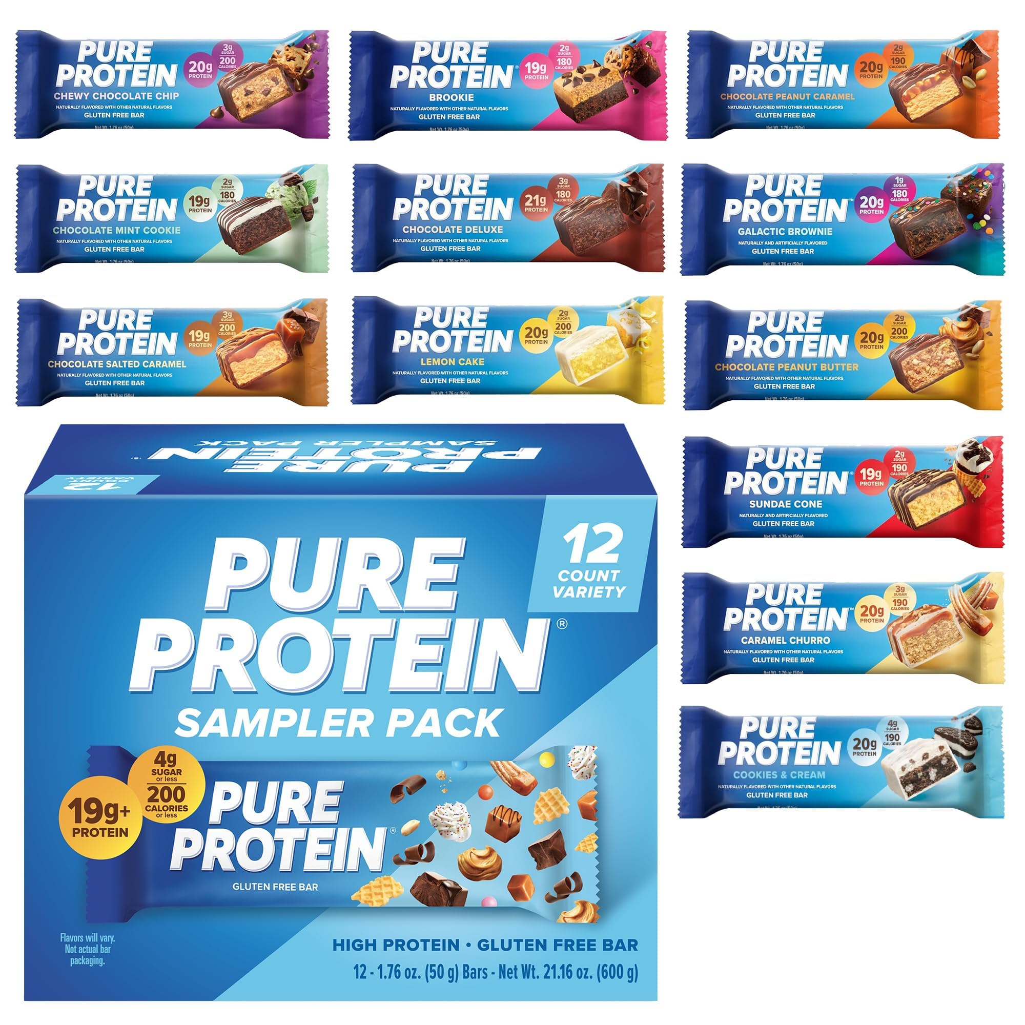 Pure Protein Pure Protein Bars, Lemon Cake, 20g Protein, Gluten Free, 12 Ct