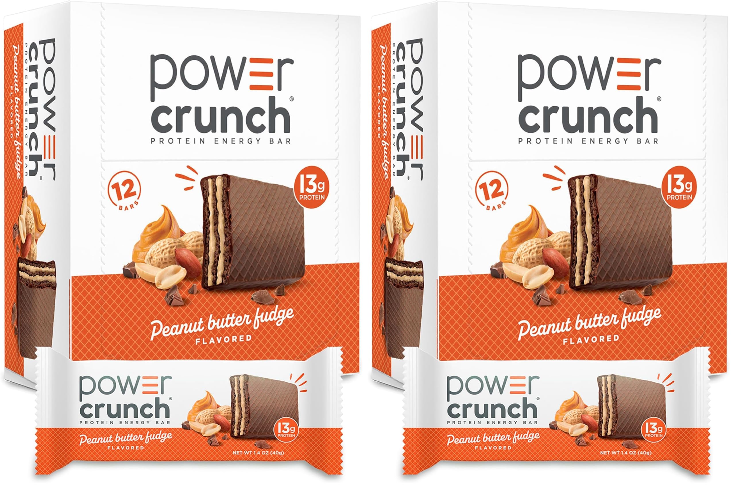 Power Crunch Protein Energy Wafer Bars, Peanut Butter Fudge, 1.4 Ounce (12 Count)