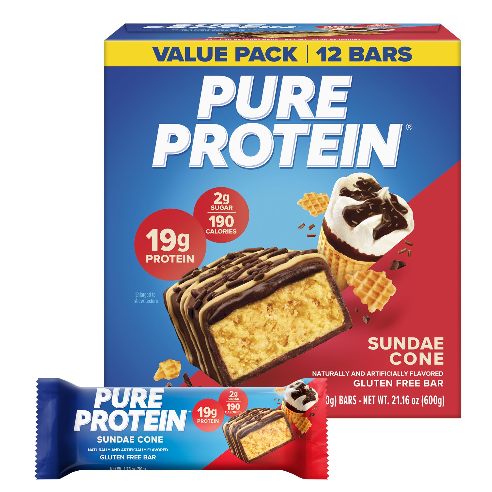 Pure Protein Pure Protein Bars, Lemon Cake, 20g Protein, Gluten Free, 12 Ct