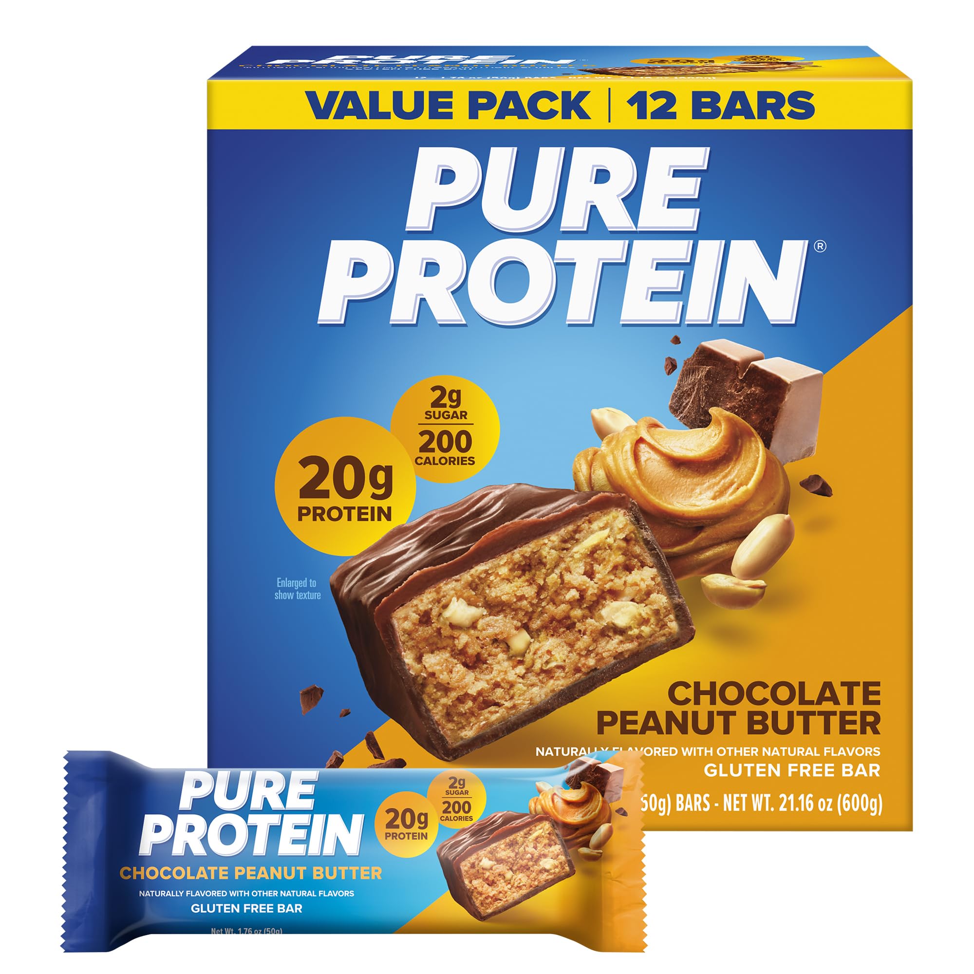 Pure Protein Pure Protein Bars, Lemon Cake, 20g Protein, Gluten Free, 12 Ct