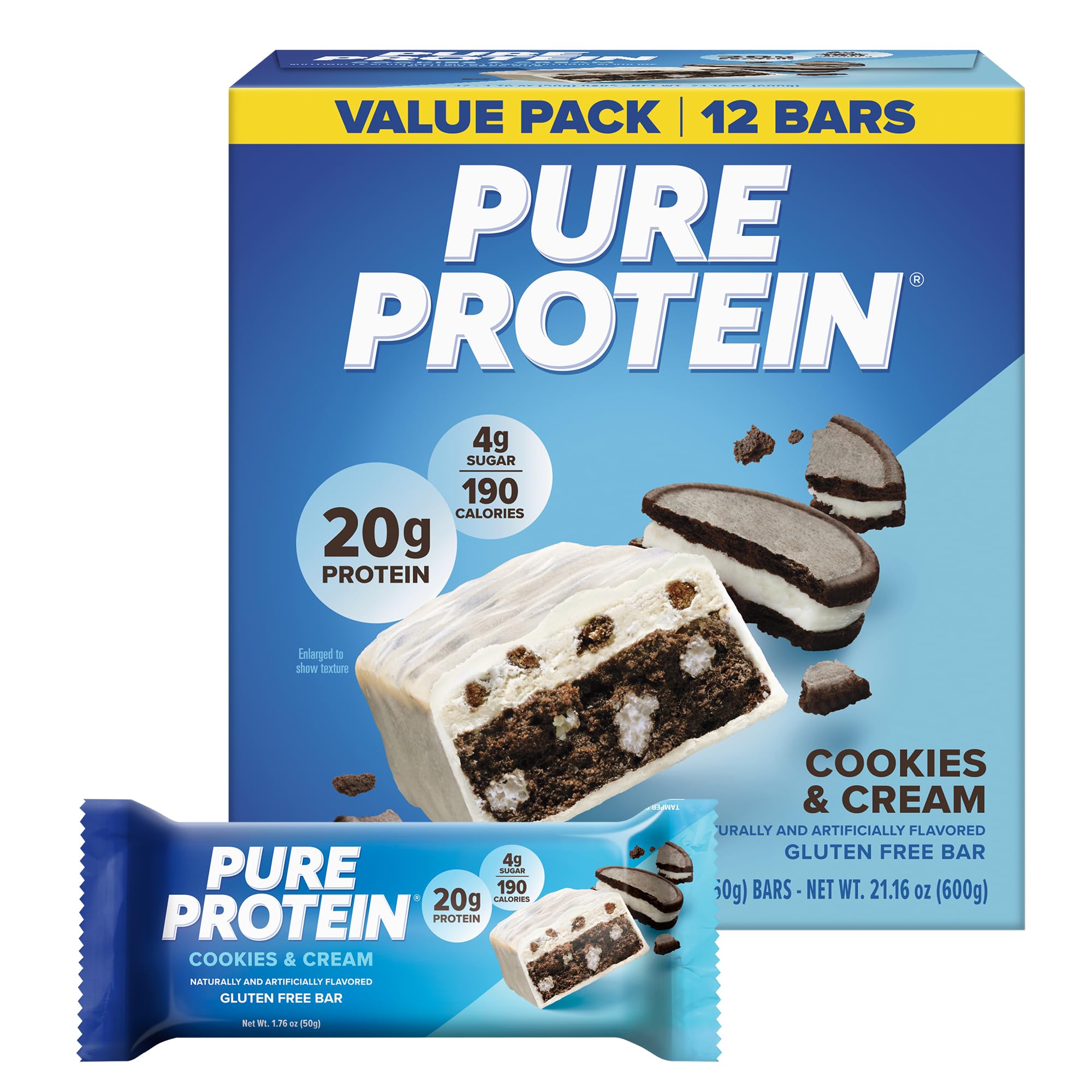 Pure Protein Pure Protein Bars, Lemon Cake, 20g Protein, Gluten Free, 12 Ct