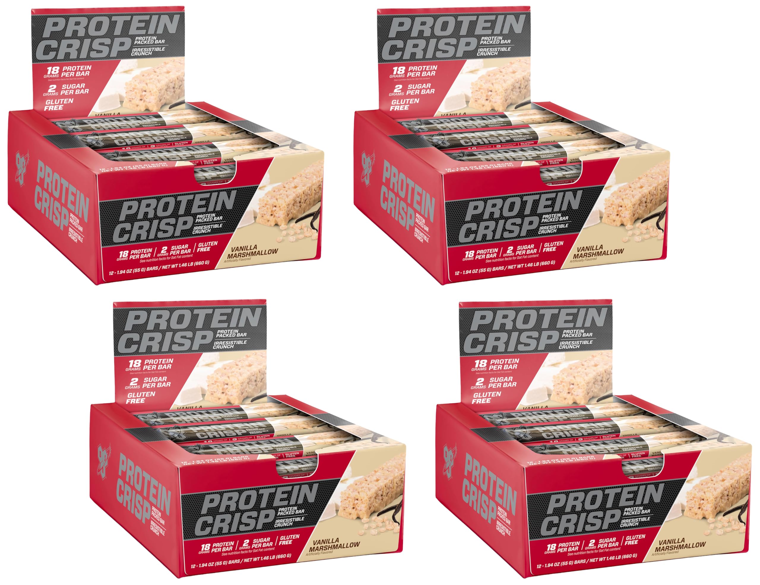 BSN Protein Crisp Bar, 20g Protein, Chocolate Crunch, 12 Count | Whey Protein Crisp Bar, Low Sugar and Gluten Free with a Crunchy Texture for On-the-Go Snacking, 12 Count
