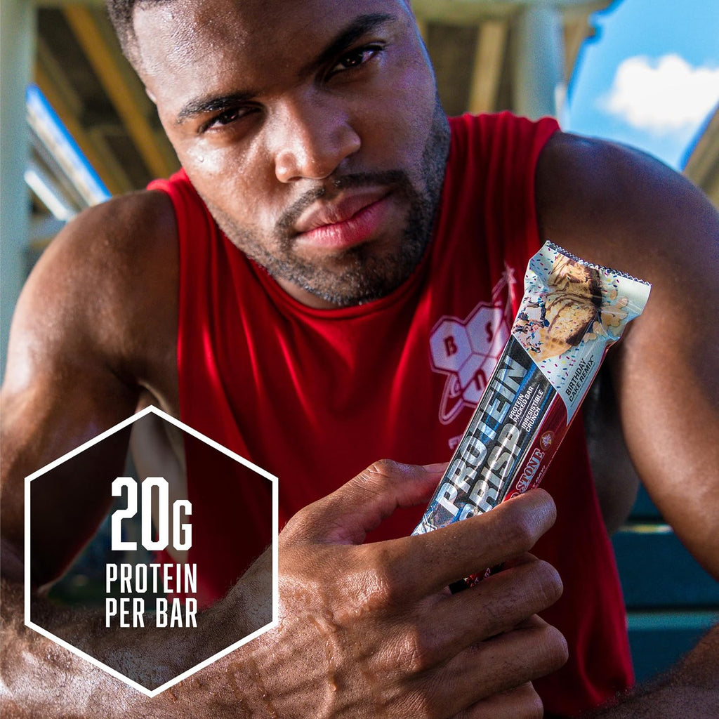 BSN Protein Crisp Bar, 20g Protein, Chocolate Crunch, 12 Count | Whey Protein Crisp Bar, Low Sugar and Gluten Free with a Crunchy Texture for On-the-Go Snacking, 12 Count